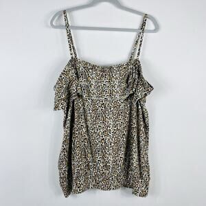 Lane Bryant Plus Size 22 24 Leopard Animal Print Ruffle Tiered Cami Top